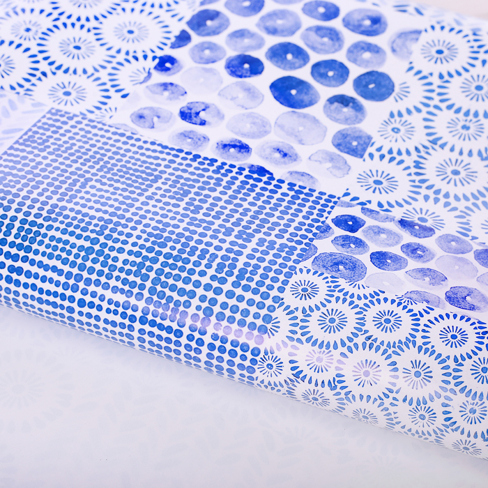 Бумага упаковочная глянцевая "В стиле гжель", 70 х100 см