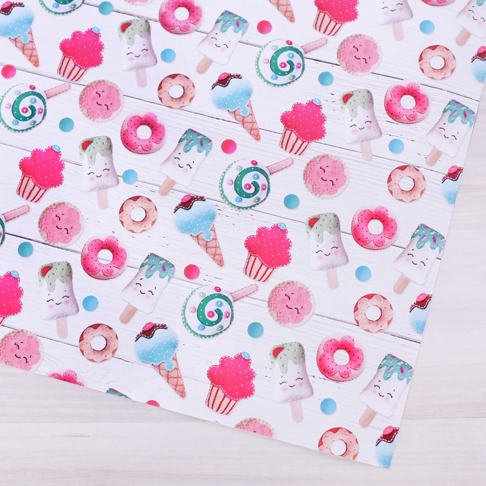 Бумага упаковочная глянцевая "Сладкие моменты", 70 х100 см