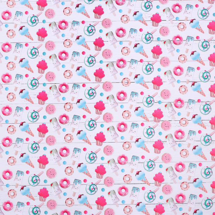 Бумага упаковочная глянцевая "Сладкие моменты", 70 х100 см