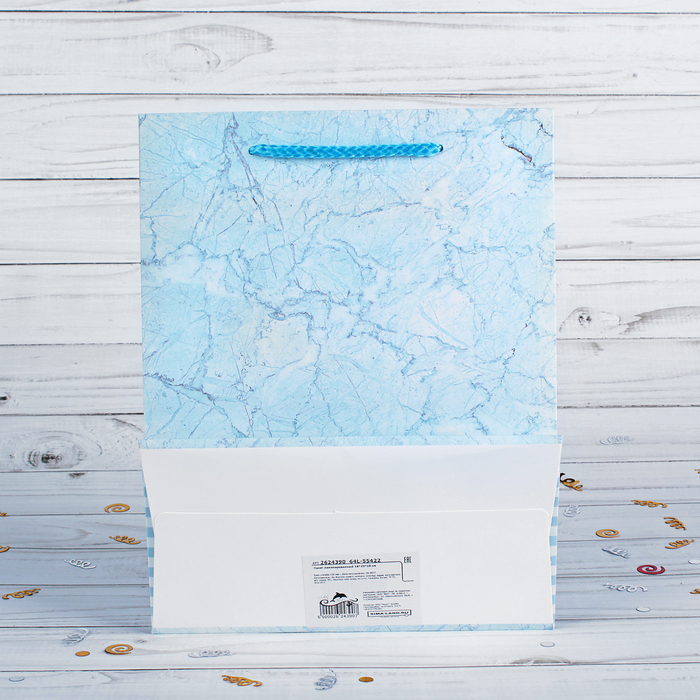 Пакет подарочный "Мрамор", люкс, 18 х 10 х 23 см