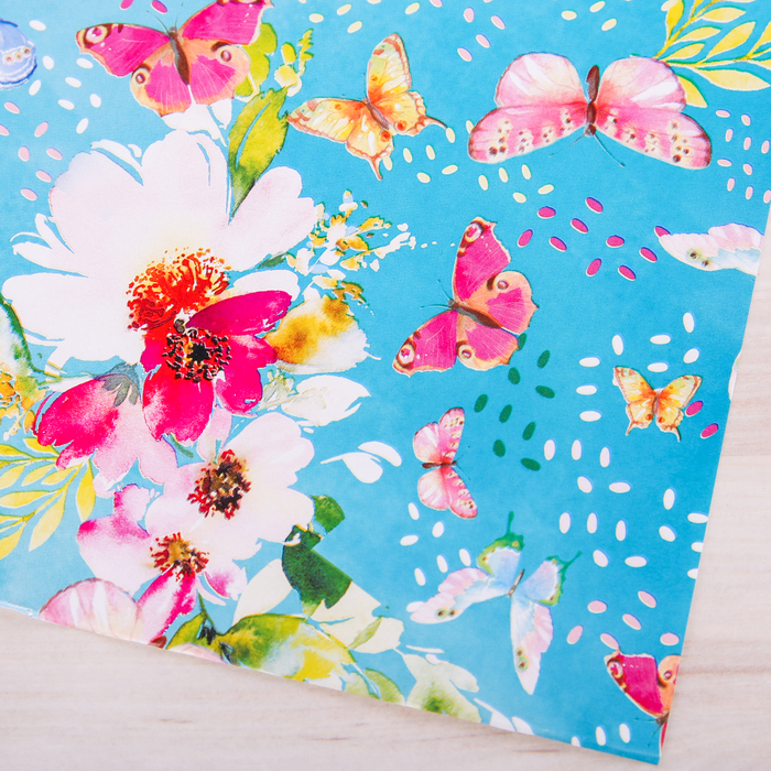 Бумага упаковочная глянцевая "Бабочки в саду", 70 х100 см