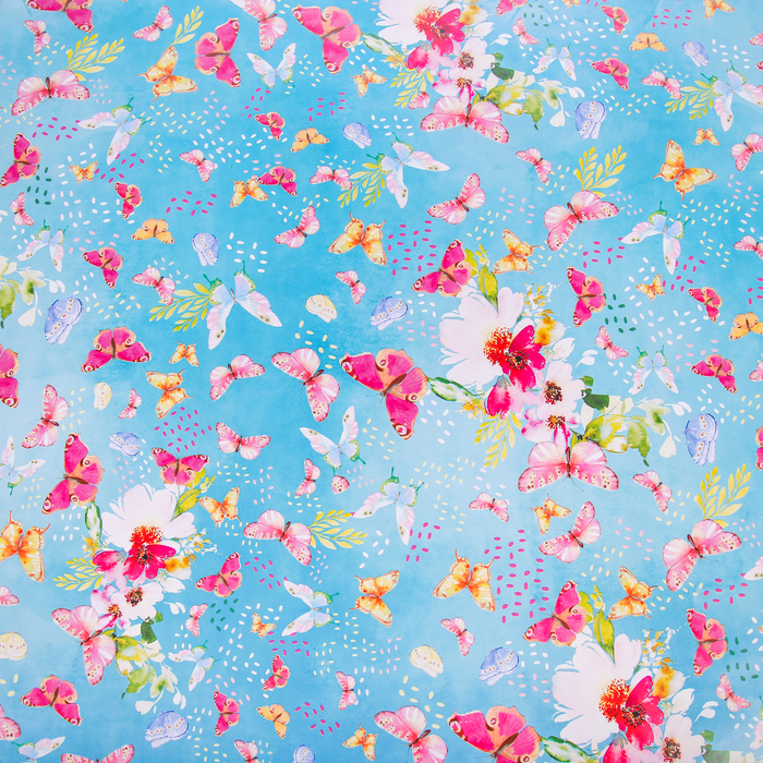 Бумага упаковочная глянцевая "Бабочки в саду", 70 х100 см