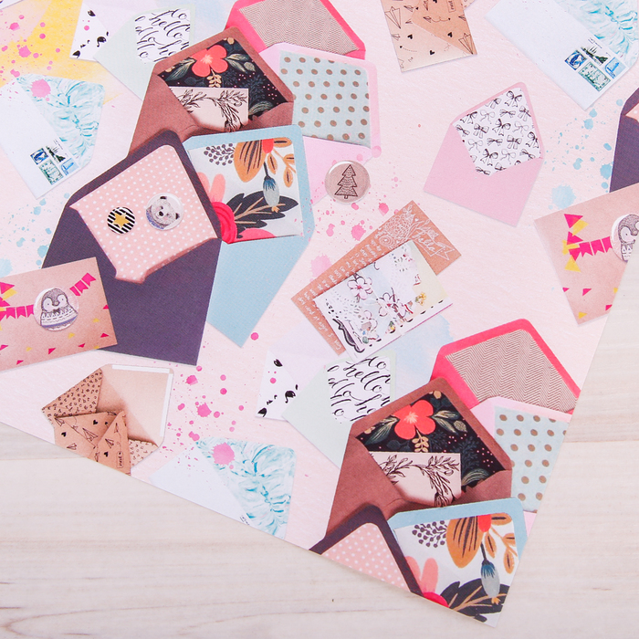 Бумага упаковочная глянцевая "Почта счастья", 70 х100 см