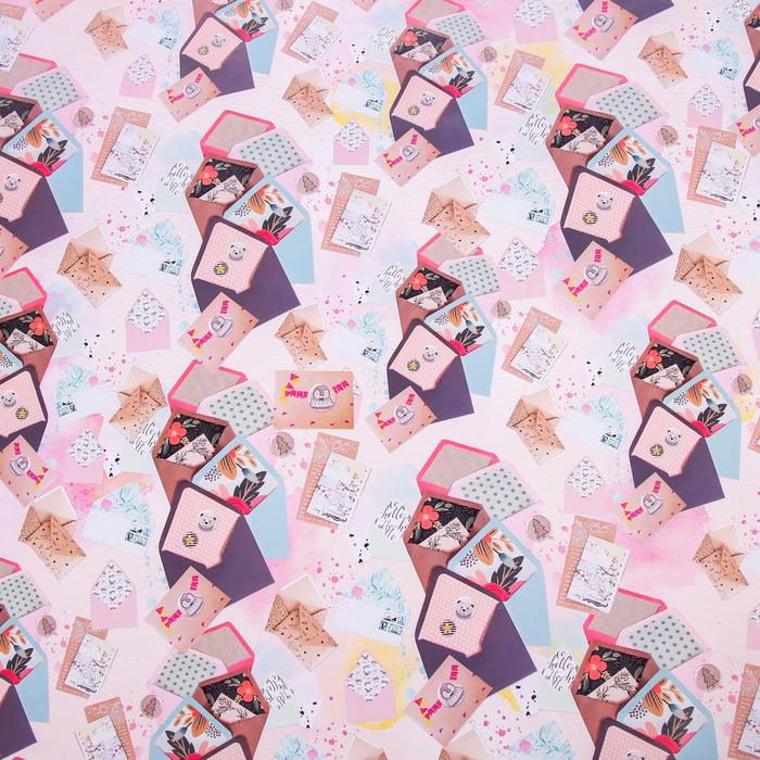 Бумага упаковочная глянцевая "Почта счастья", 70 х100 см