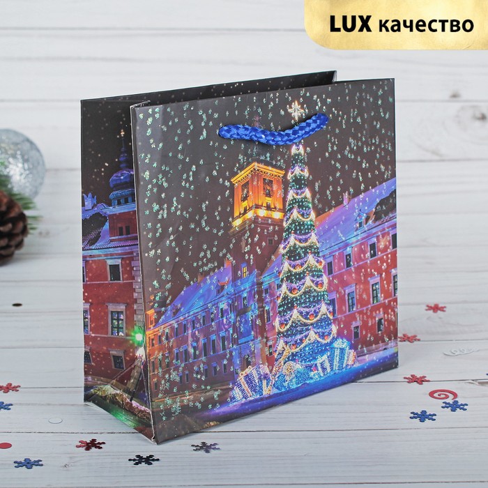 Пакет подарочный "Новогодний", люкс, 14,5 х 6 х 15 см