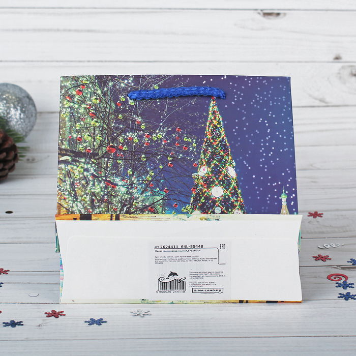 Пакет подарочный "Зимняя сказка", люкс, 14,5 х 6 х 15 см