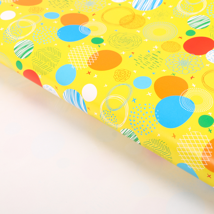 Бумага упаковочная глянцевая "Яркие кружочки", 70 х 100 см