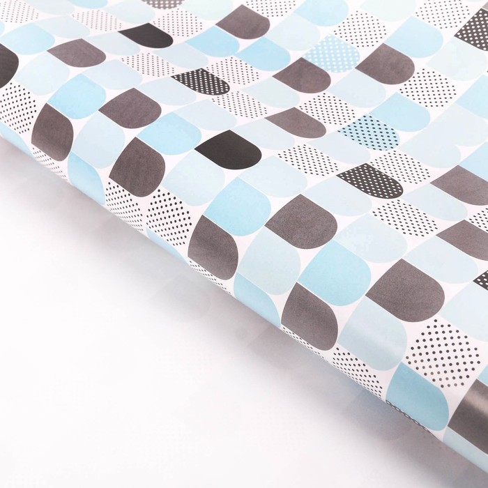Бумага упаковочная глянцевая "Бирюзовые кармашки", 70 х 100 см
