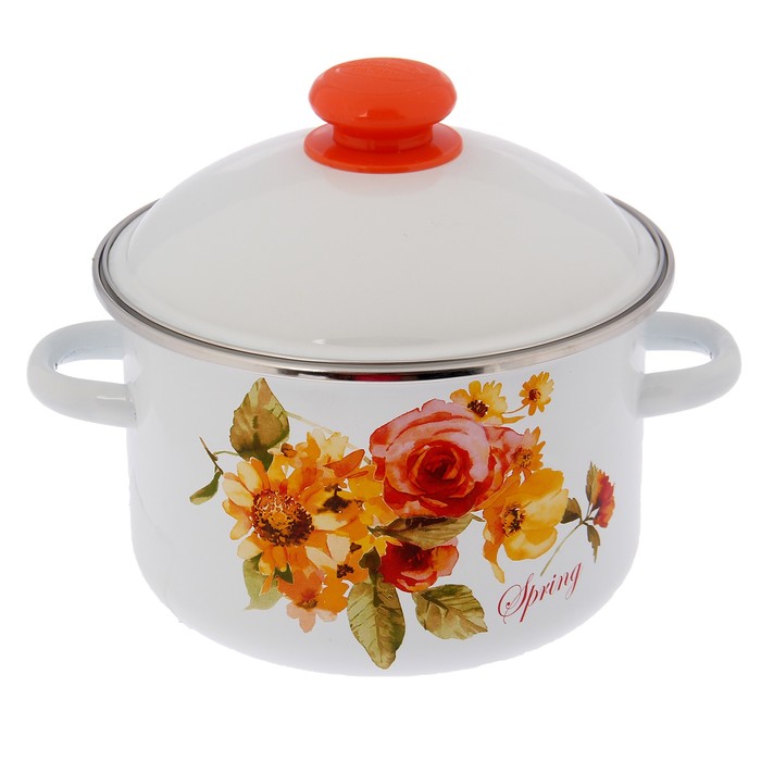 Кастрюля цилиндрическая 3 л "Весна", цвет белый