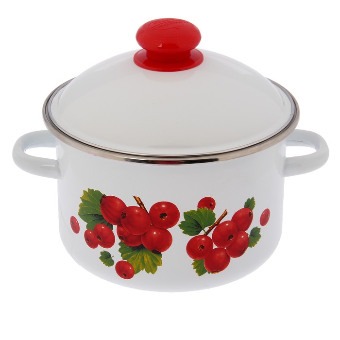 Кастрюля цилиндрическая 3 л "Калина красная", цвет белый
