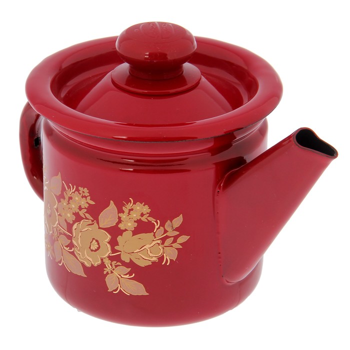 Чайник заварочный 1 л "Золото Востока", фиксированная ручка, цвет вишневый, внутри цвет черный