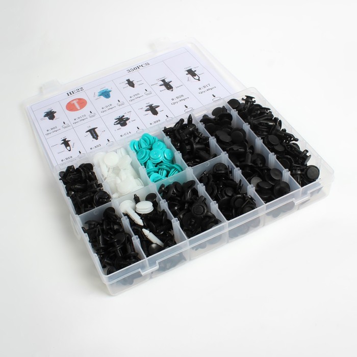 Клипсы и пистоны крепежные, набор 350 шт