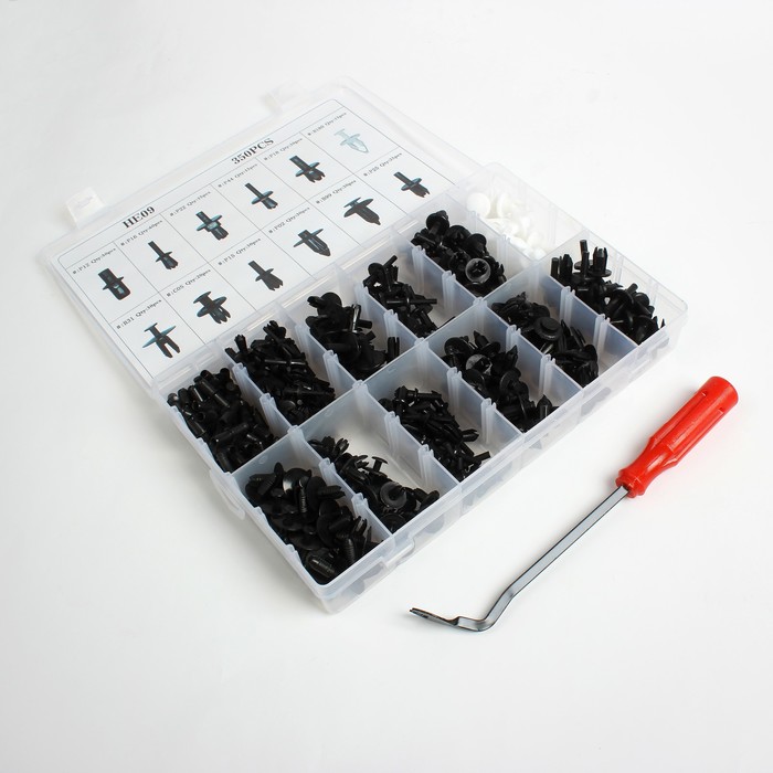 Клипсы и пистоны крепежные, набор 350 шт