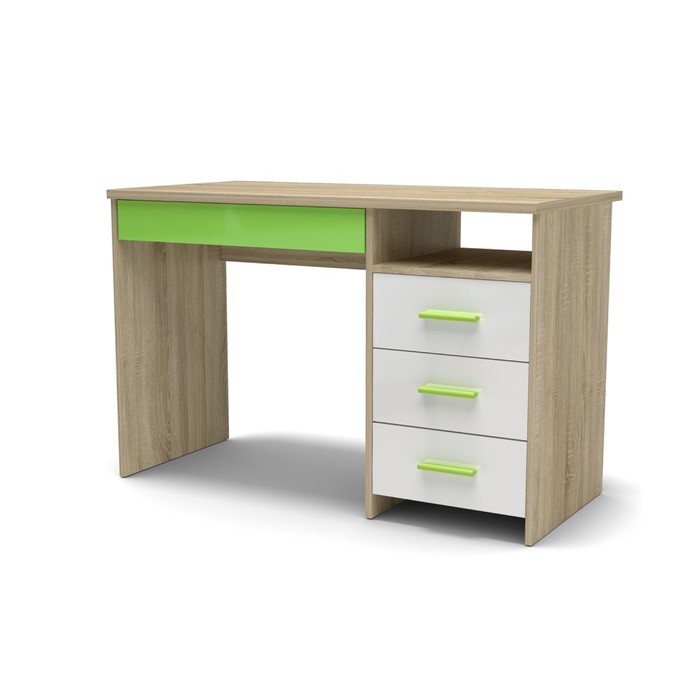 Стол письменный СП-3 Н 1152х572х740 Дуб сонома/Белый глянец/Зеленое яблоко