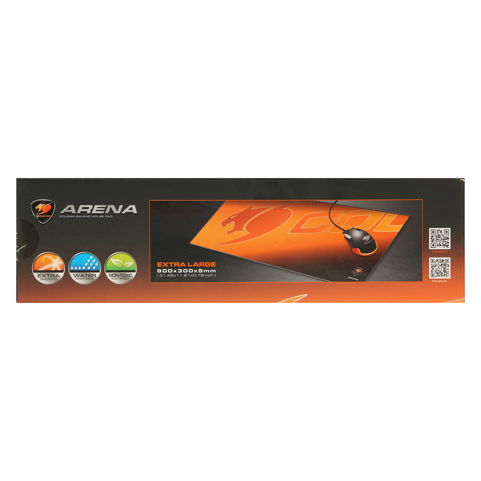 Коврик для мыши Cougar Arena, 800х300х5 мм, водонепроницаемый, черно-оранжевый