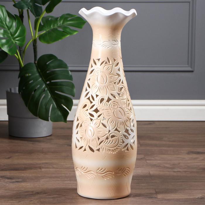 Ваза "Элегия" резка  белая/золото