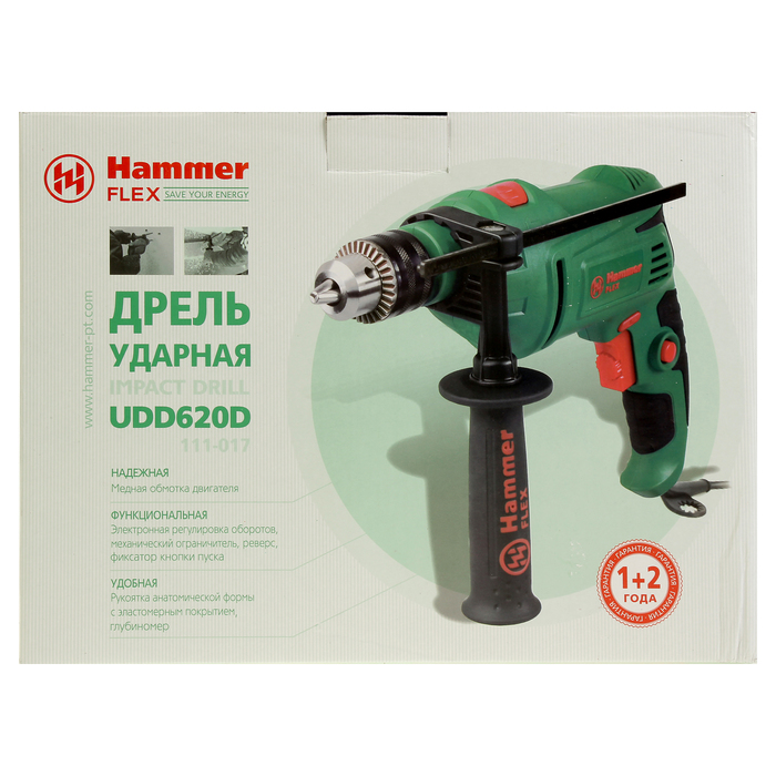 Дрель ударная Hammer Flex UDD620D, 620 Вт , 13 мм, 0-2800 об/мин