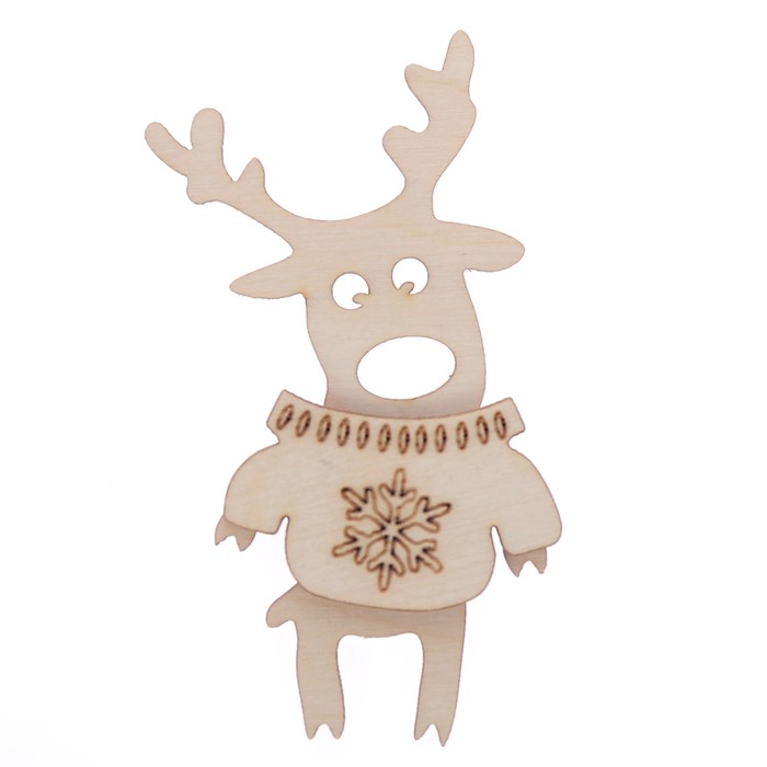 Набор бирок из фанеры (2 шт) "Олень в свитере"  5,5х10 см