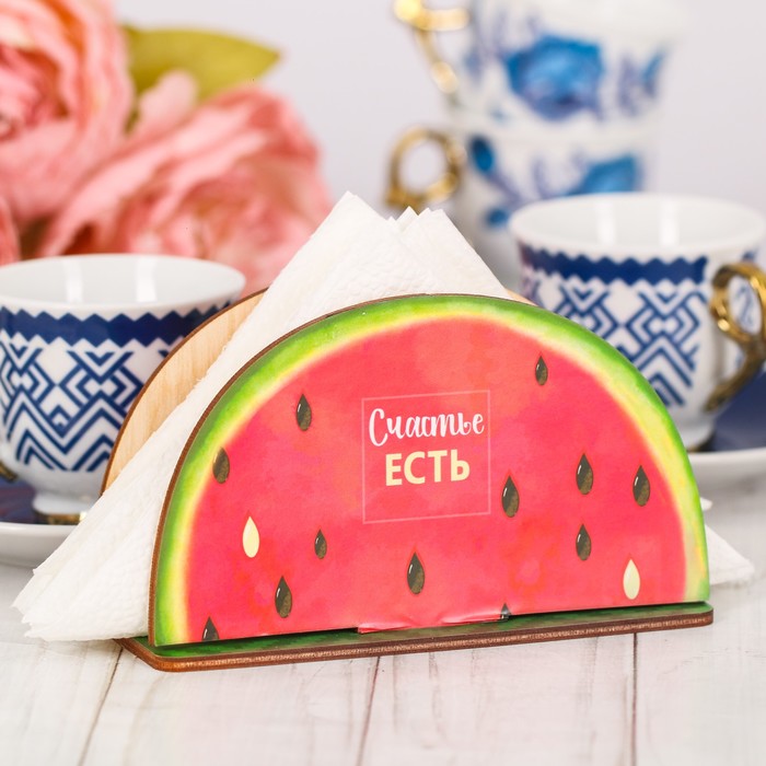 Салфетница деревянная "Счастье есть" арбуз