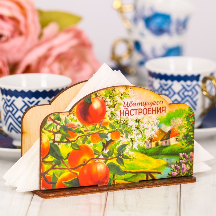 Салфетница деревянная "Цветущего настроения" яблоня