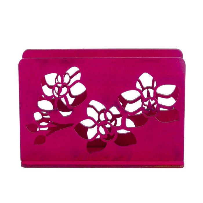 Салфетница деревянная "Орхидеи" розовый цвет