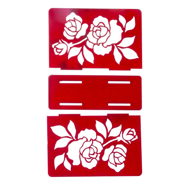 Салфетница деревянная "Розы" красный цвет