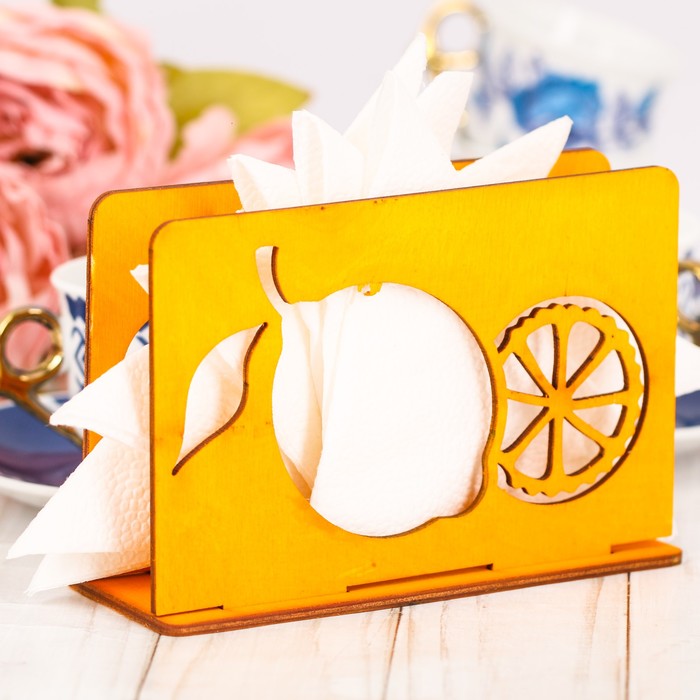 Салфетница деревянная "Лимон" желтый цвет