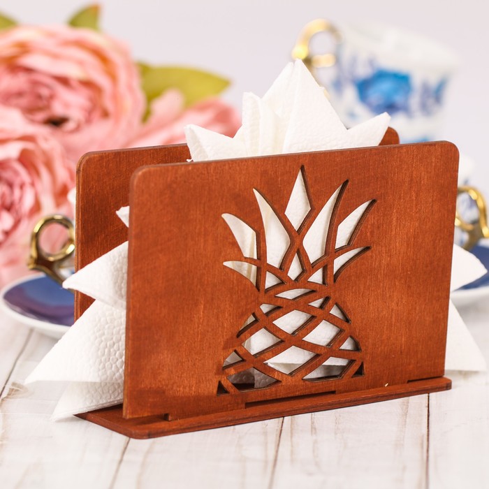 Салфетница деревянная "Ананас" коричневый цвет