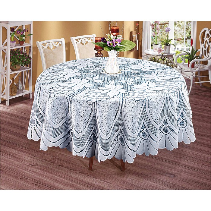 Скатерть круглая, диаметр 120 см, цвет белый
