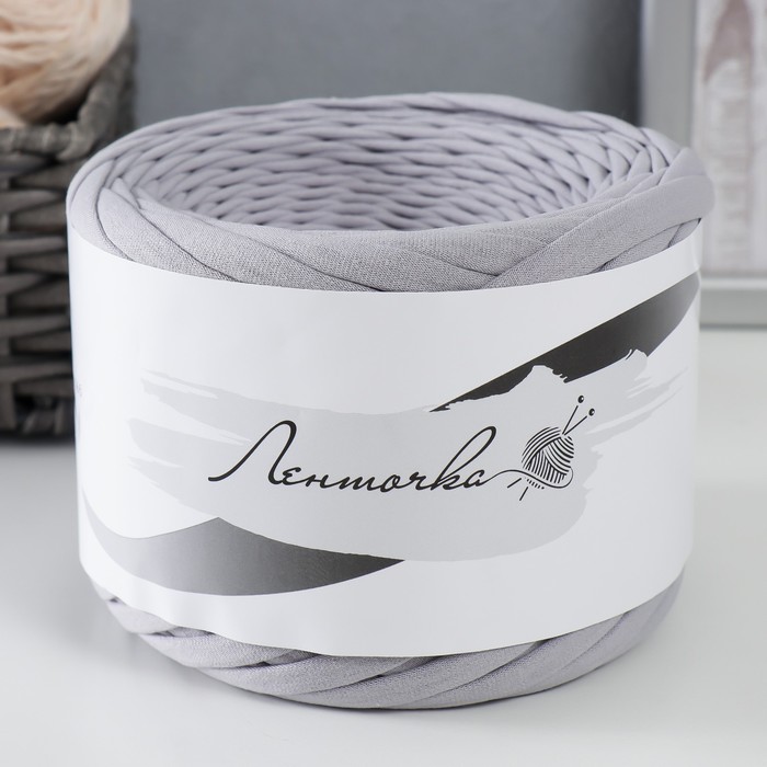 Пряжа трикотажная широкая KNITKA 100м/300гр , ширина 7-9 мм (серый)