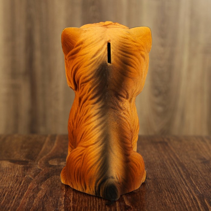 Копилка "Собачка Йорк" бежевый, флок