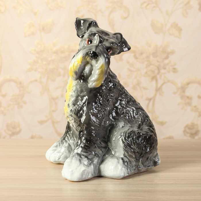 Садовая фигура "Собака Шнауцер" садовая глянец серая