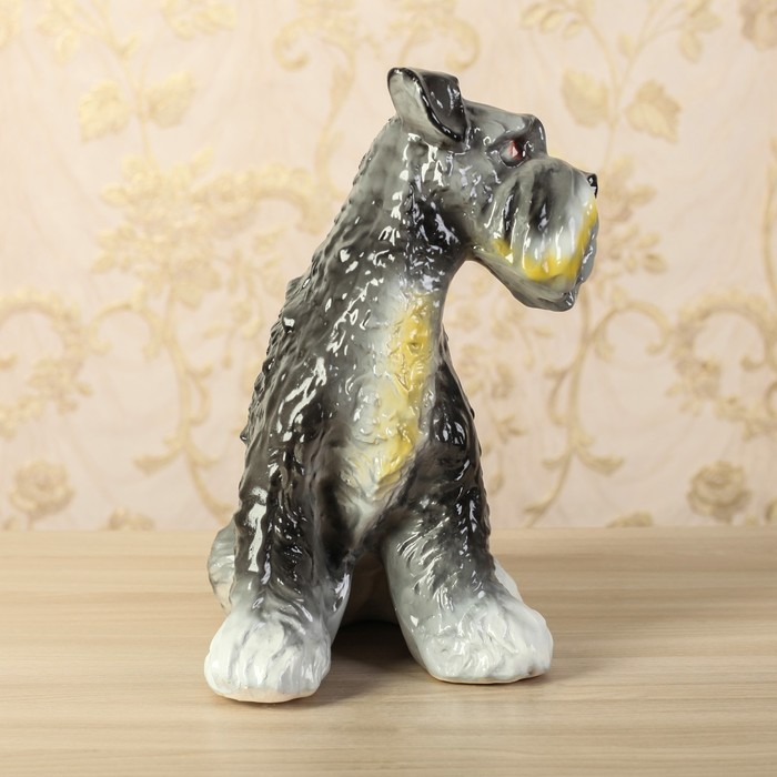 Садовая фигура "Собака Шнауцер" садовая глянец серая