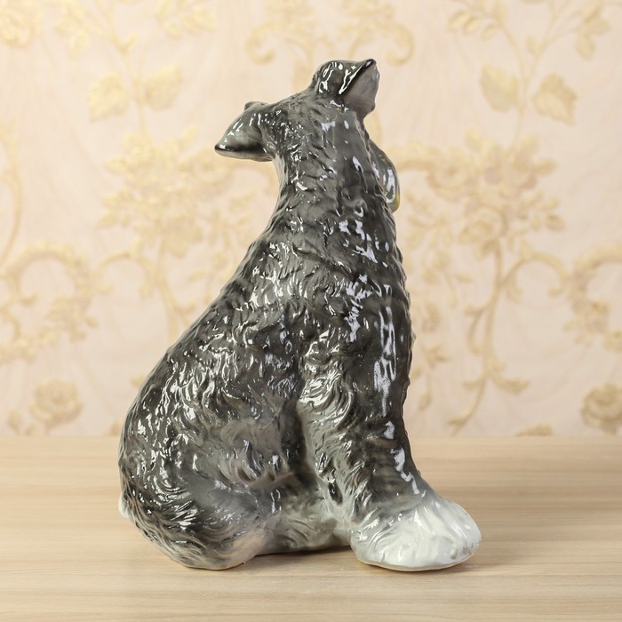 Садовая фигура "Собака Шнауцер" садовая глянец серая
