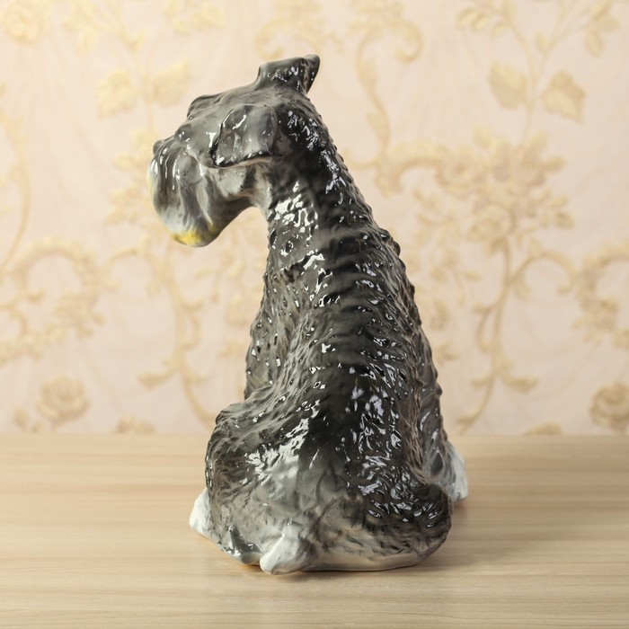 Садовая фигура "Собака Шнауцер" садовая глянец серая