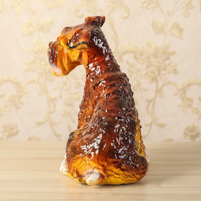 Садовая фигура "Собака Шнауцер" садовая глянец коричневая