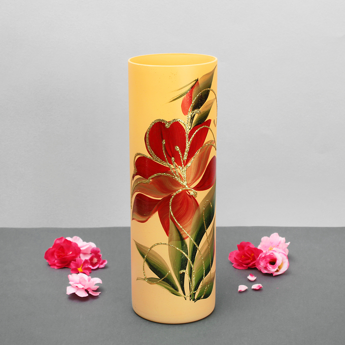 Ваза "Мак" цилиндр, бежевая