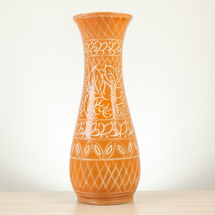 Ваза "Осень", оранжевая, резка