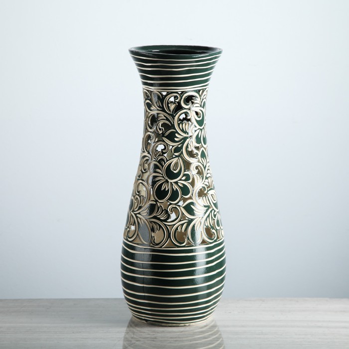 Ваза "Осень", зелёная, резка