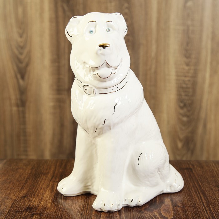 Копилка "Собака Алабай" глянец белый