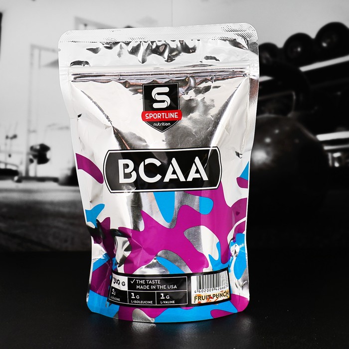 Аминокислоты SportLine BCAA 2:1:1 Bag, фруктовый пунш, спортивное питание, 300 г