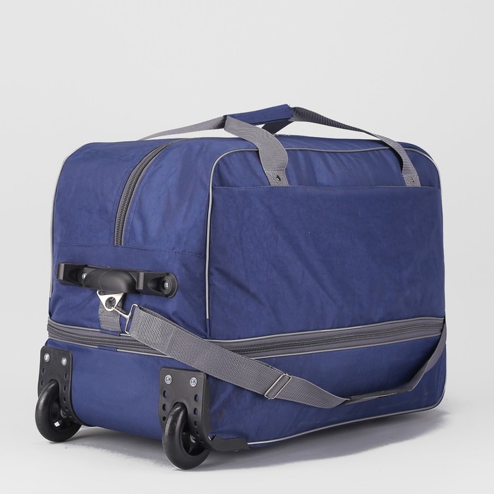 Сумка дорожная на колёсах, с расширением, отдел на молнии, наружный карман, цвет синий
