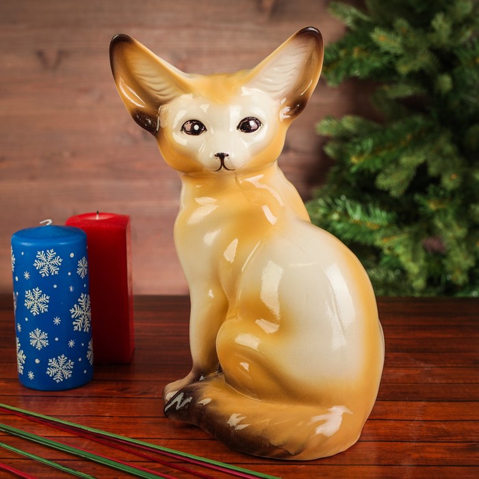 Копилка "Собака Фенек" белая, глянец