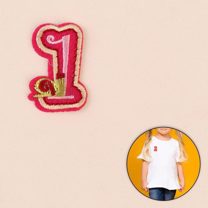 Термоаппликация "Цифра 1", 4*2,5см, цвет тёмно-розовый