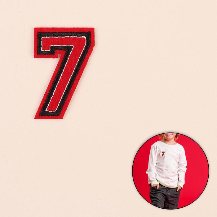 Термоаппликация "7", 5*3,5см, цвет красно-чёрный