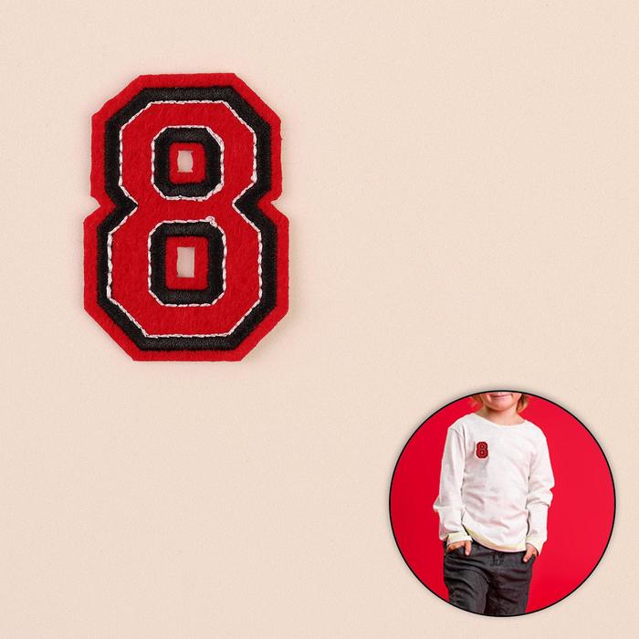 Термоаппликация "8", 5*3,5см, цвет красно-чёрный