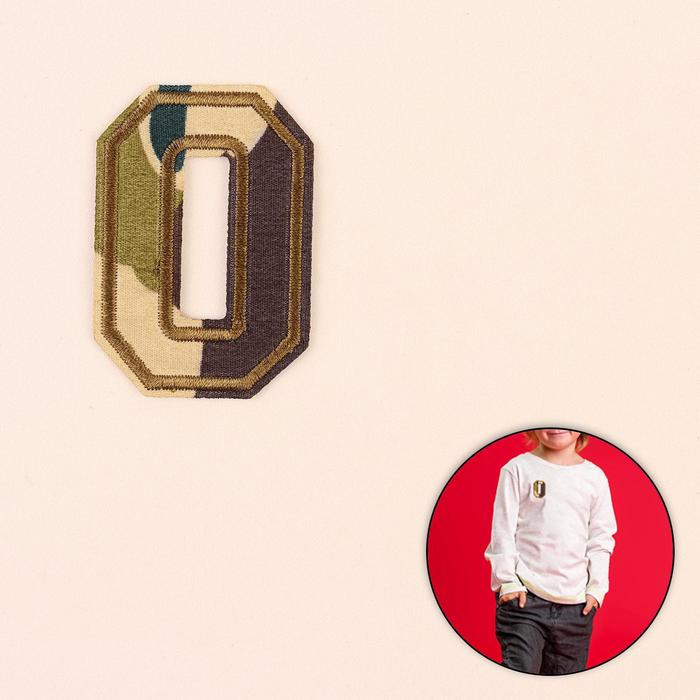 Термоаппликация "0", 5,5*4см, цвет хаки