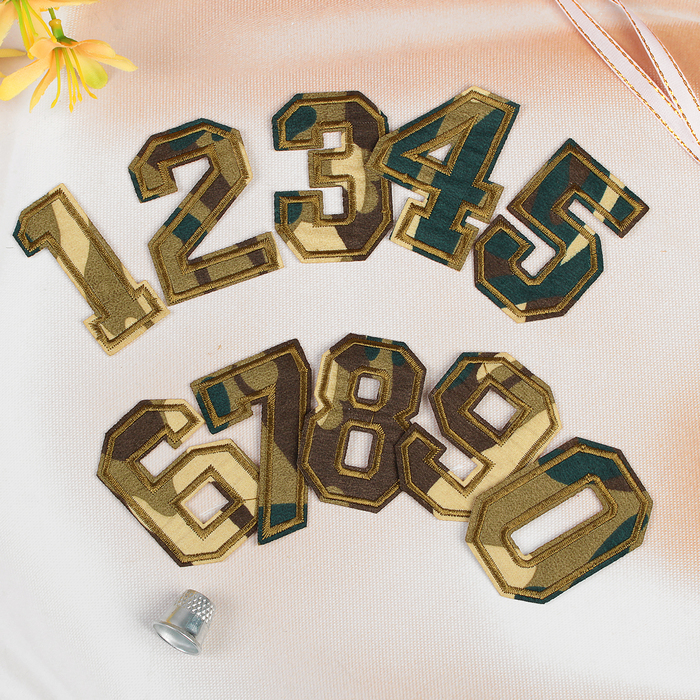 Набор термоаппликаций "Цифры", цвет хаки