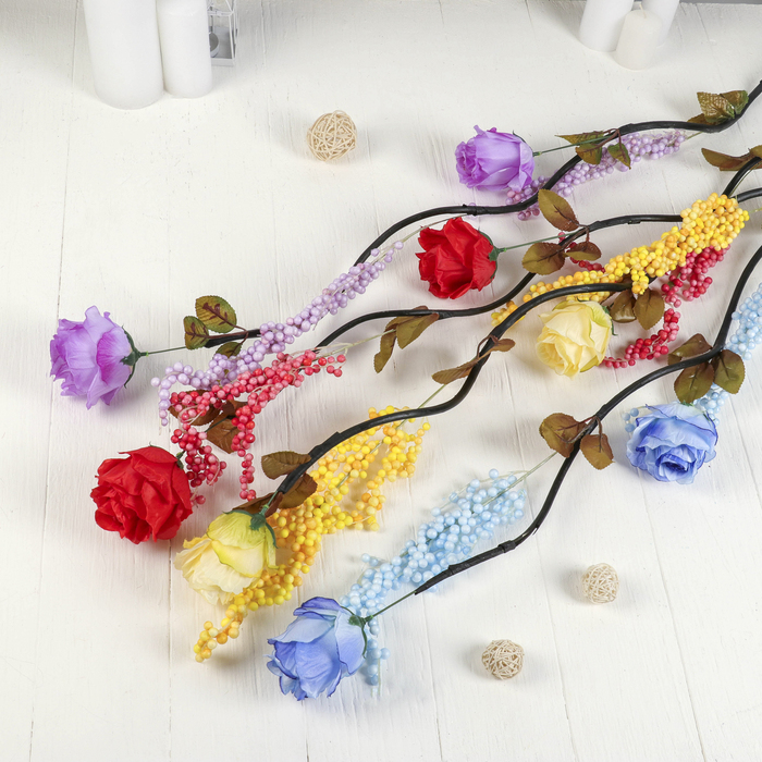 Декор тинги "Роза" с горошком 140 см (цена за штуку), микс