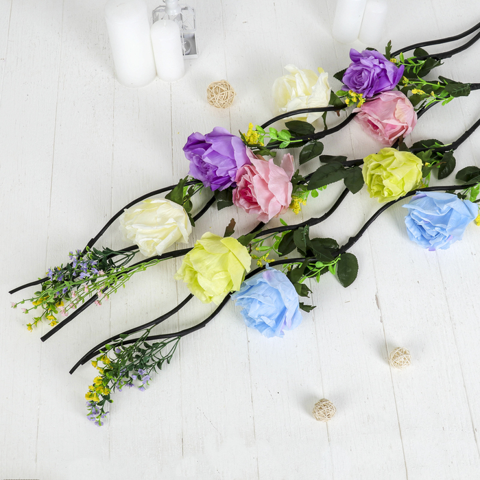 Декор тинги "Роза" с мелкими цветочками 135 см (цена за штуку), микс